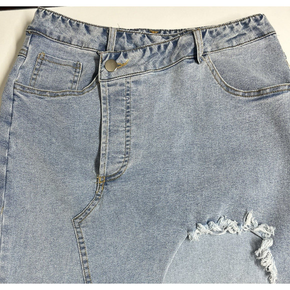 Queen Maria Asymmetric Denim Jean Skirt Size Small Raw Hem Festival Western - Picture 6 of 10